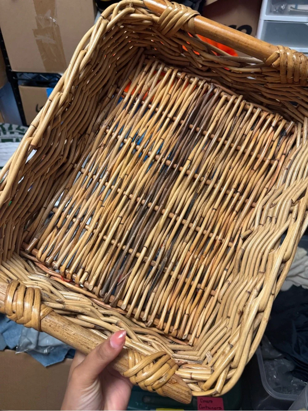 Woven Rattan Storage Basket - Natural Brown